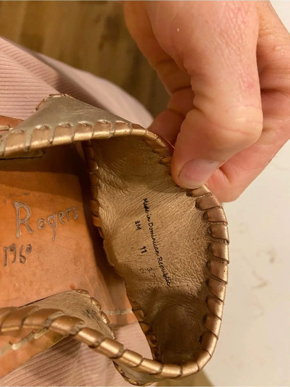 Jack Roger’s Leather Slide Sandals in Metallic Gold